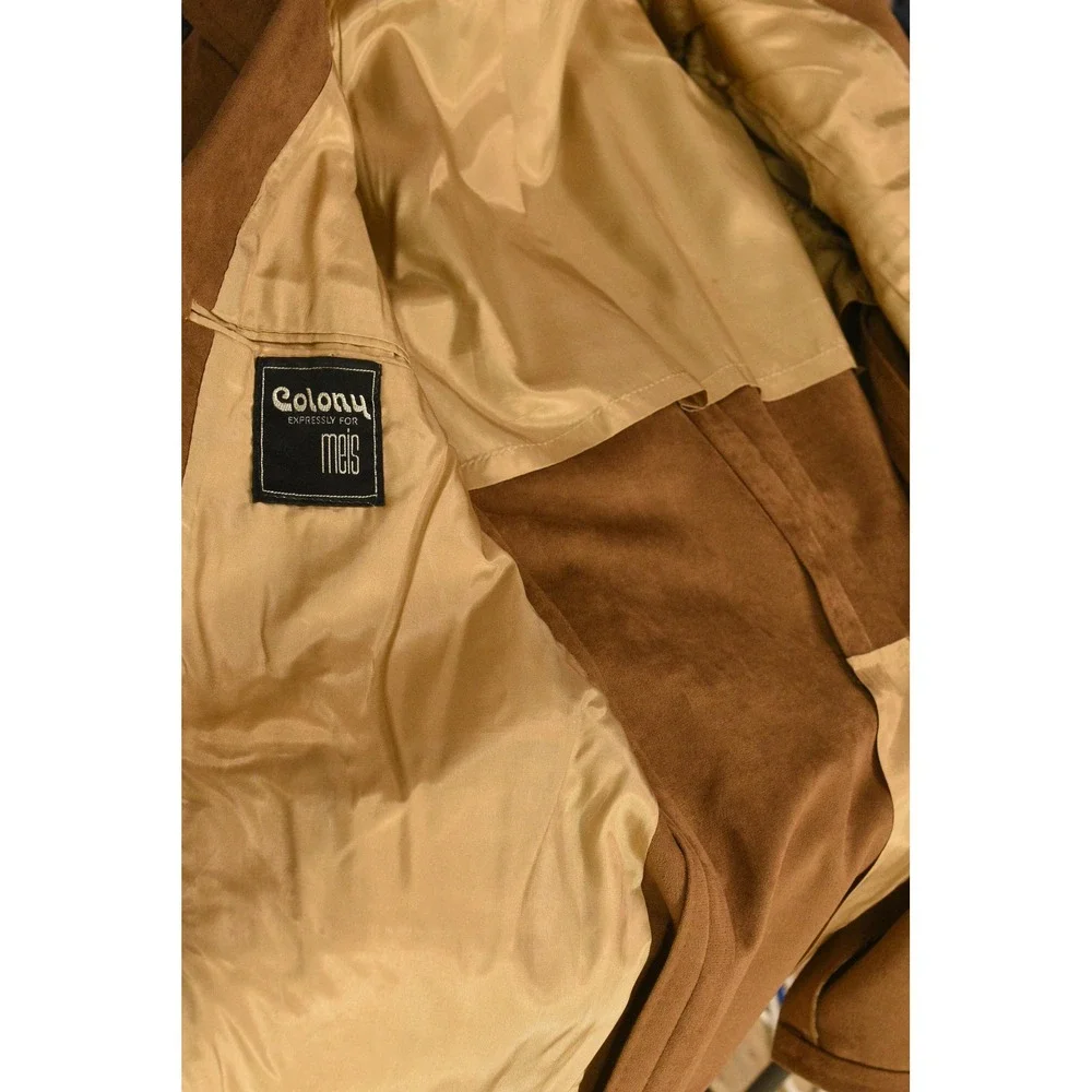 70s Vintage Faux Suede Blazer Mens 38R Brown Western Sport Coat 2 Button Casual